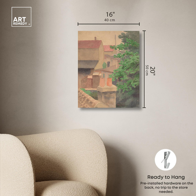 Toile sur le toit, impressionisme par , Toile tendue, H 20 po x l 16 po