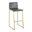 Tabouret de bar contemporain en acier doré et similicuir gris - ensemble de 2