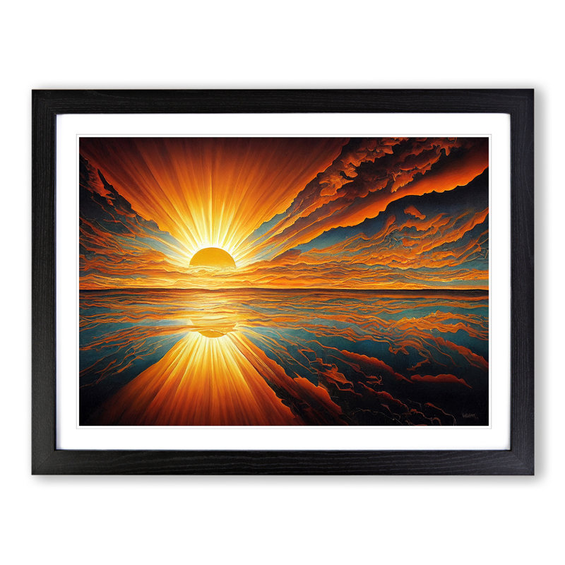 XH1022-8988X The Rising Sunset Vol.6 Abstract - Single Picture Frame Print, 25cm H x 34cm W x 2cm D, Black Framed