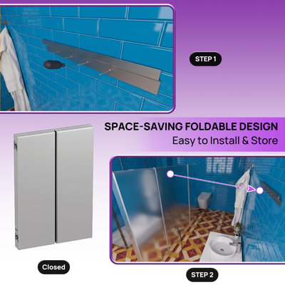 54"W x 36"H Smart Trifold LED Bathroom Mirror with Magnifier, Front & Back Lighting, Dimmable, Anti-Fog, Wall Mounted