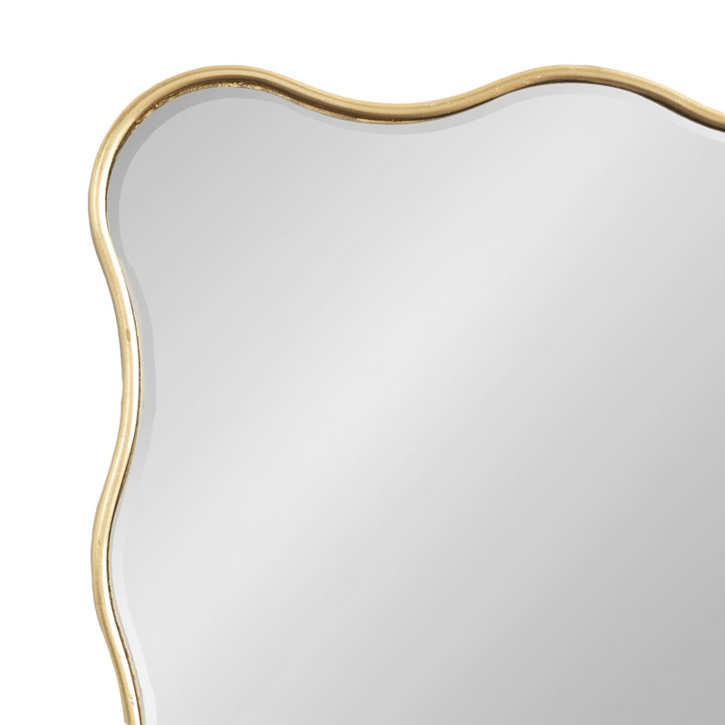 Miroir de salle de bain rectangulaire festonné, Doré, 47,25 po x 18 po