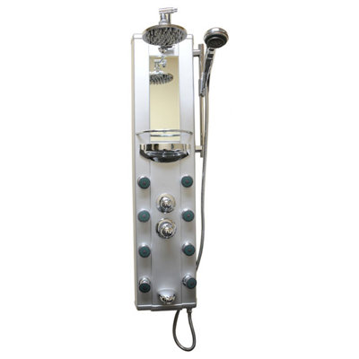 46'' Shower Panel with Adjustable Shower Head, Dual Shower Head, Handheld Shower Head, Rain Shower Head