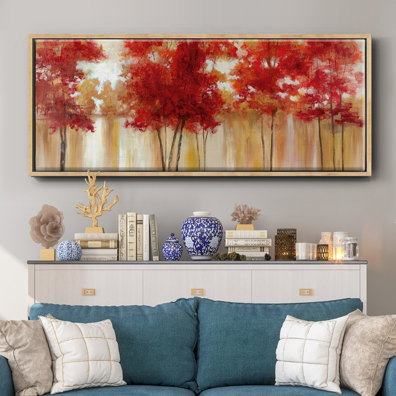 Arbres rouges - toile encadrée, H 24 po x l 60 po