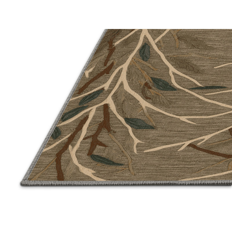 Machine Washable Nature Brown Area Rug, Round 5'