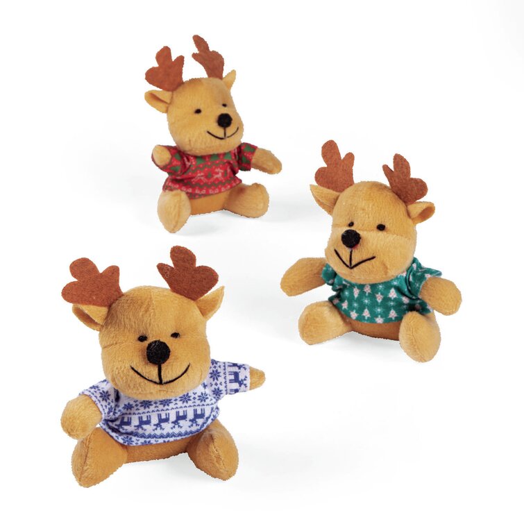 The Holiday Aisle® 12 Piece Christmas Reindeer Plush with Ugly Sweater ...