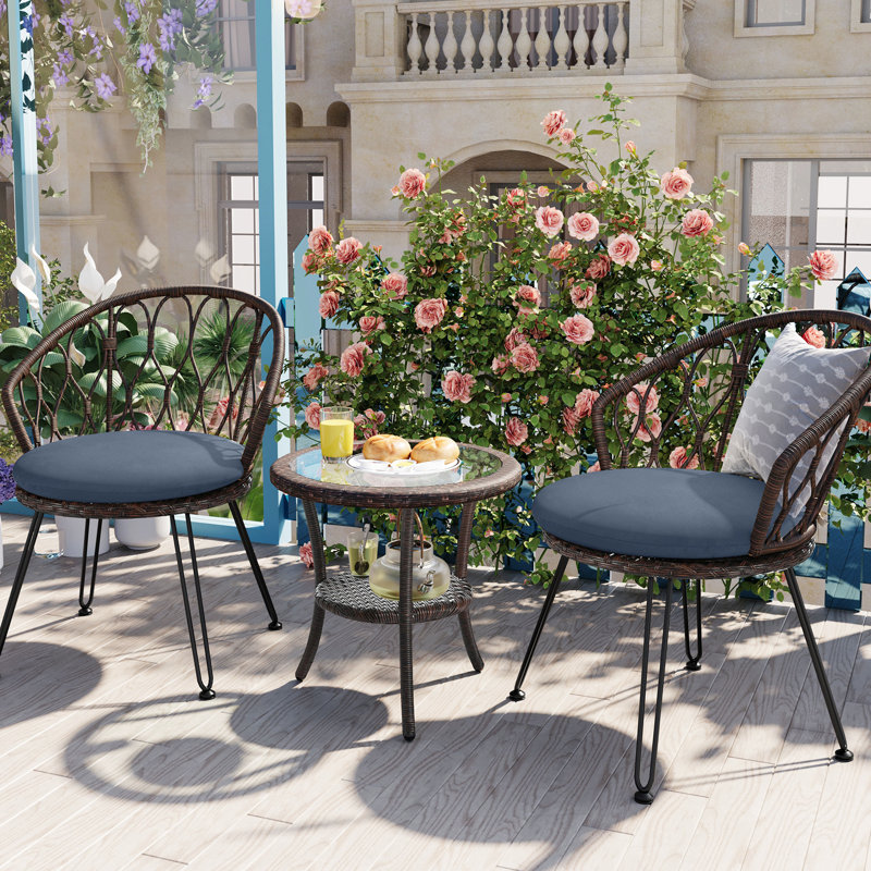 Table et chaises en verre d'extérieur, convient aux patios, balcons, chaises à structure pour cours légères