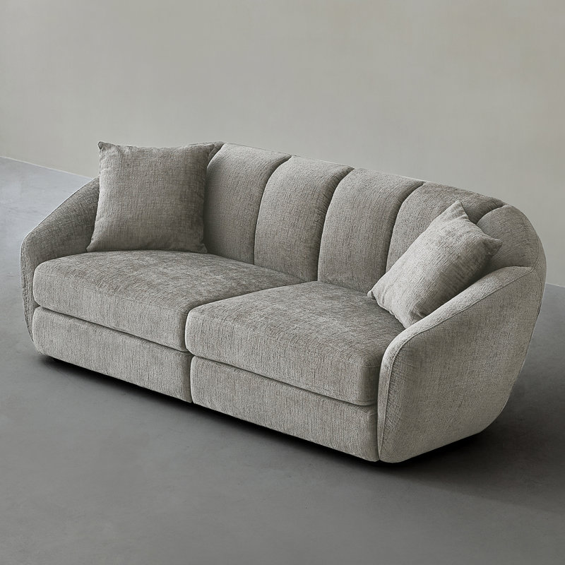 Modern Chenille 2 Seaters Sectional Sofa, Dark Grey