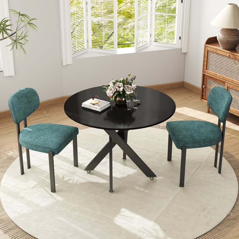Ensemble repas rond à piédestal, Noir, 3, Vert