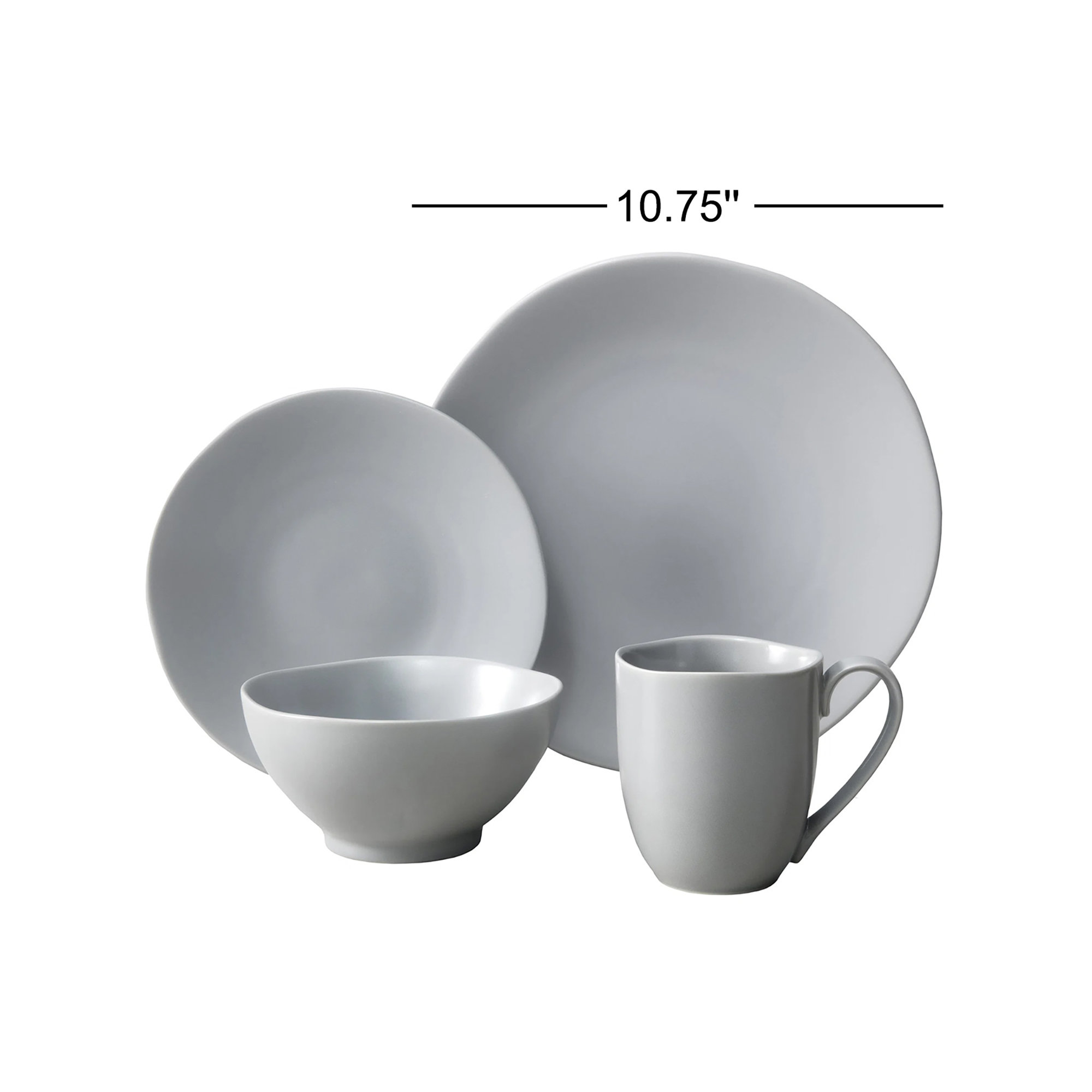 Fortessa Heirloom 16 Piece Dinneware Set, Service for 4, Smoke Gray