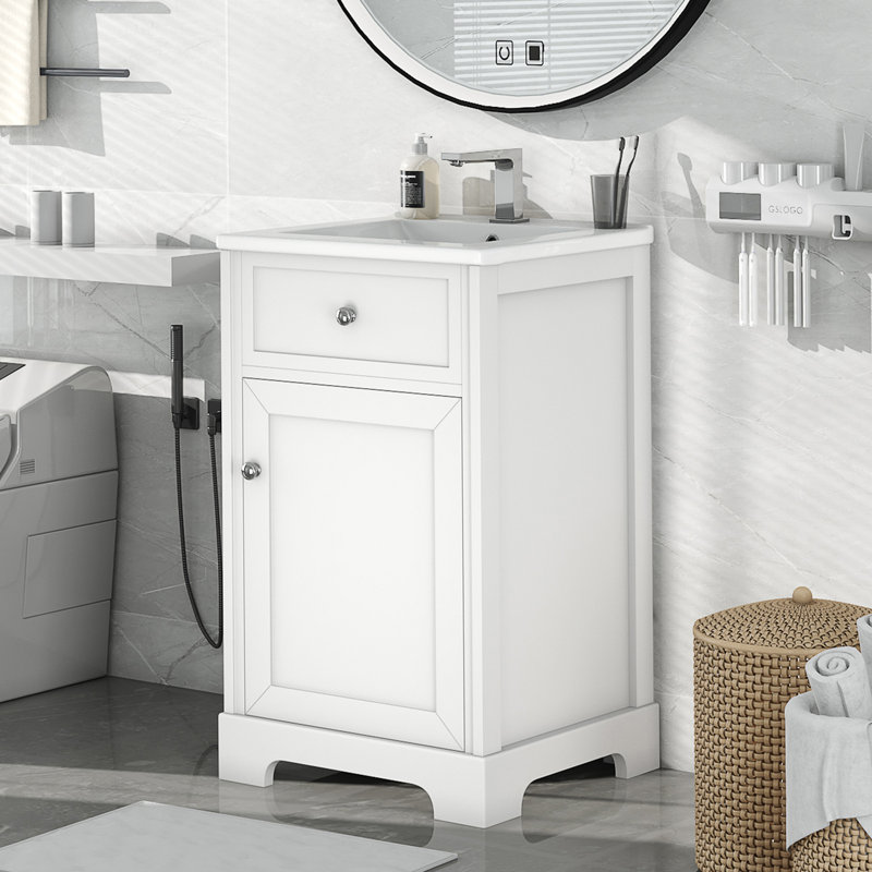 20'' Single Bathroom Vanity With Ceramic Top, Gray