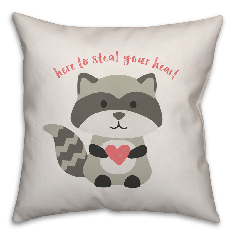  Coussin Steal Your Heart Raccoon, H 16 po x l 16 po