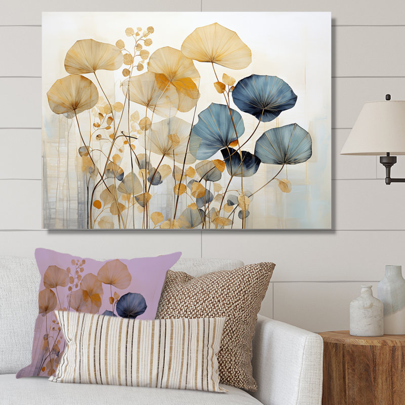 «Beige and Blue Flower Garden Delight I», reproduction sur toile, Toile tendue, H 12 po x l 20 po x P 1 po
