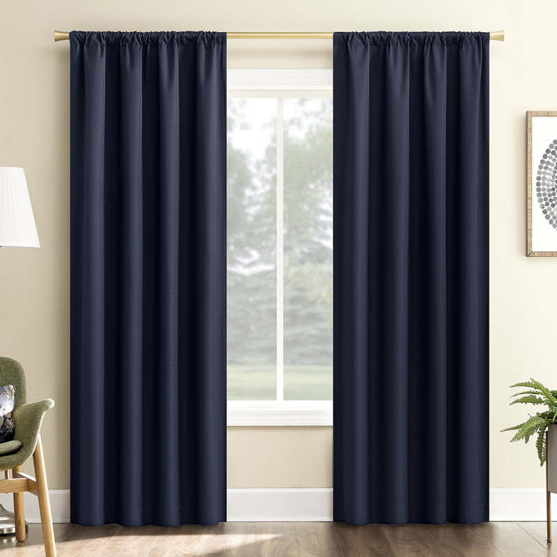 Karina Textured Blackout Rod Pocket Curtain Panel, 40" W x 63" L, Blue