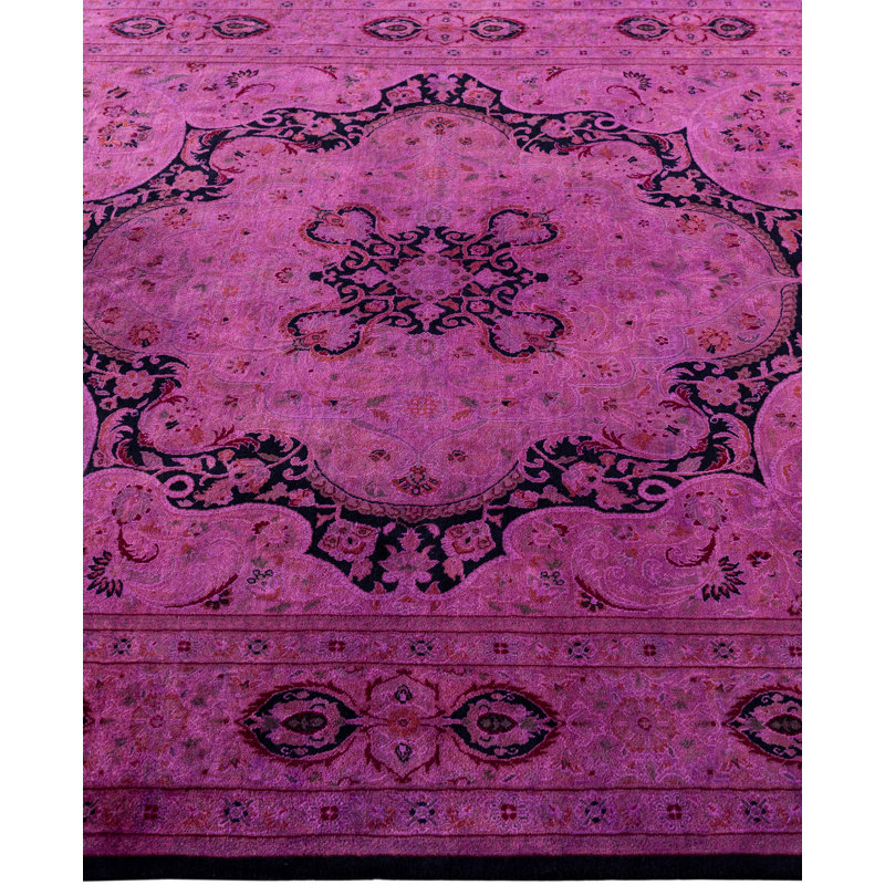 Overdyed Hand-Knotted Wool Modern-Contemporary Purple Area Rug 6' 2" x 9' 0"
