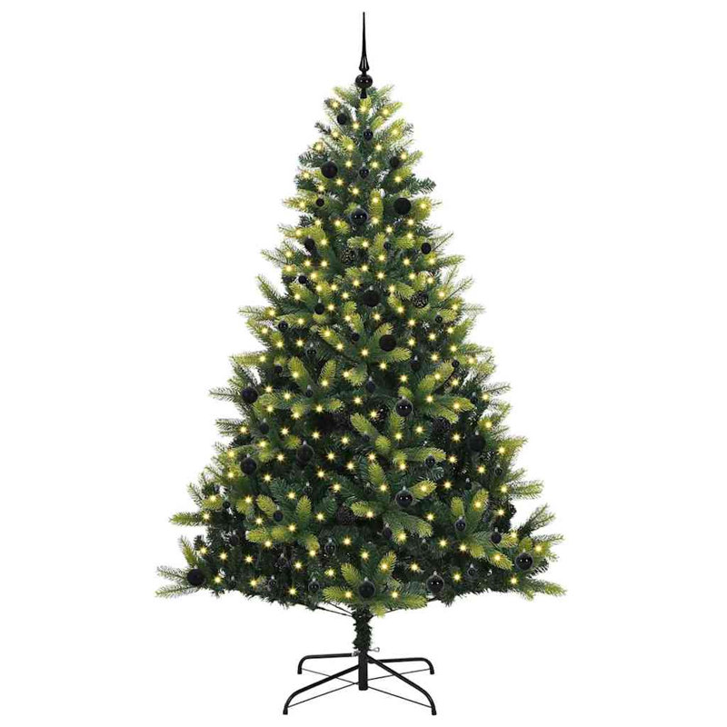 Artificial Hinged Christmas Tree 300 LEDs Green, 7.87' H, Black