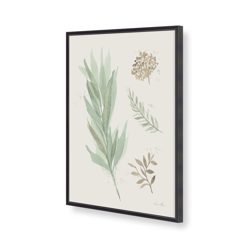 «Earthy Greens in Bloom I», Cadre de coin ouvert en zinc patiné, H 15,25 po x l 12,25 po