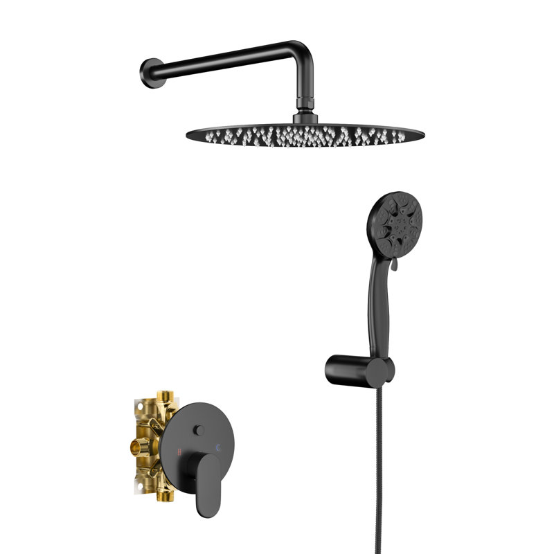 Système de douche à double fonction en acier inoxydable noir mat pour une expérience de salle de bain luxueuse
