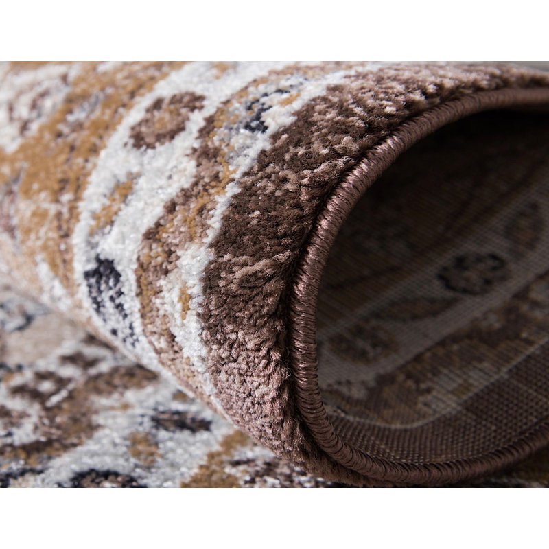 Tapis brun à motif oriental Kasha, Rectangle 5 pi x 8 pi