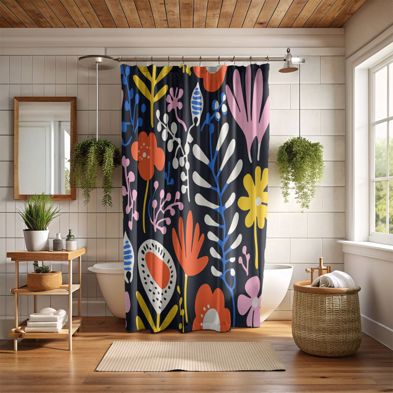Matisse Garden Motifs - Rideau de douche standard 1 pièce, H 74 po x l 71 po