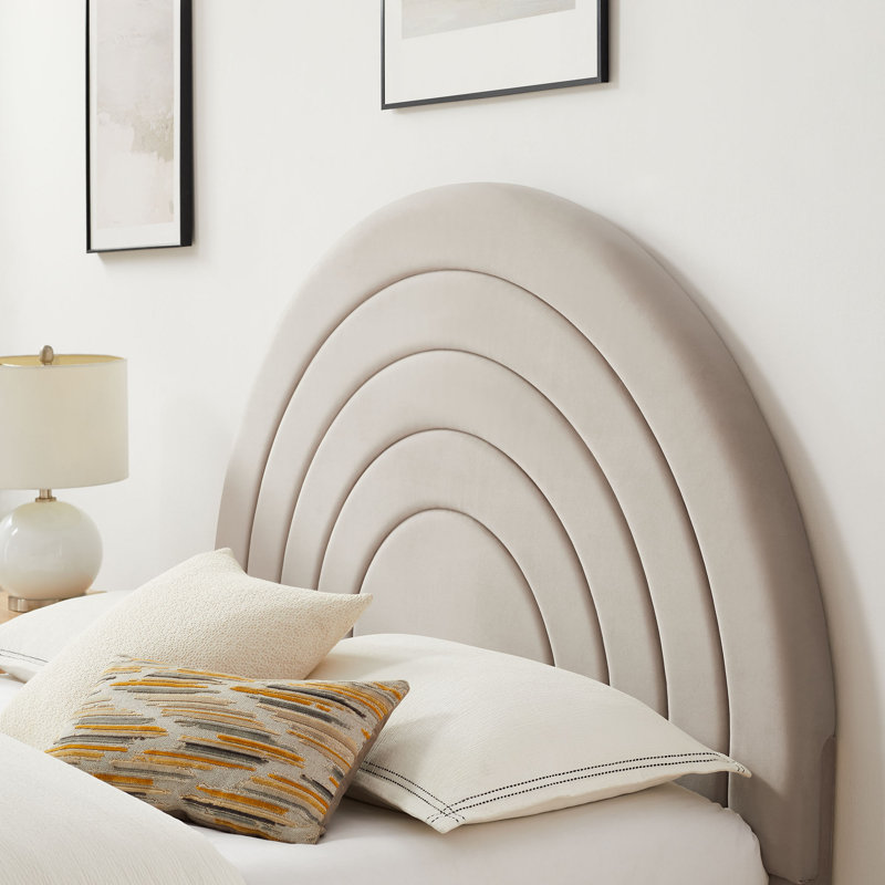 Solana Arched Performance Velvet Twin Platform Bed In Rust, King, Almond