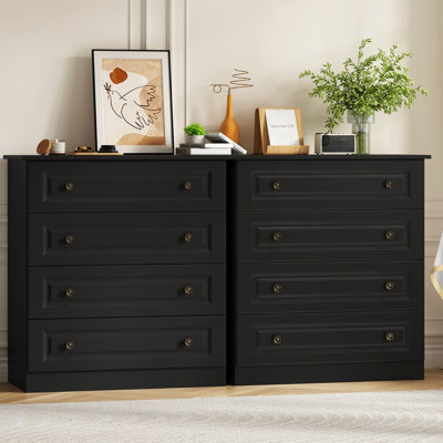 4 Drawer Bedroom Dresser 29.5'' W Wood Modern Drawer Dresser (Set Of 2)
