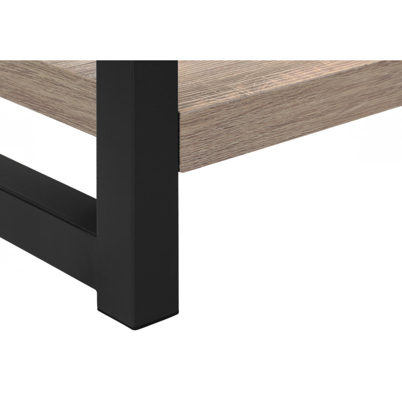 Table d'appoint, côté, bout, étroit, petit, 2 niveaux, salon, chambre à coucher, stratifié, contemporain, moderne, Taupe