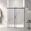 Porte de douche coulissante sans cadre de 72 po de hauteur, verre trempé clair de 5/16 po (8 mm), couche épaisse facile à nettoyer, finition noire mate avec tampon-126402976