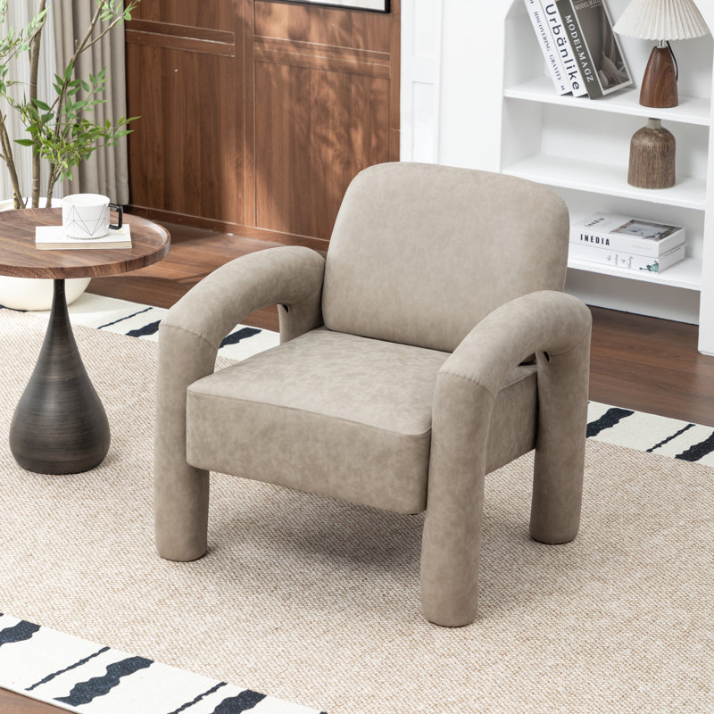 Iryanna Upholstered Faux Leather Armchair, Gray