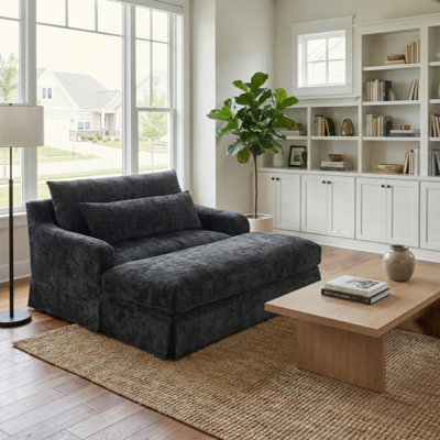 Chenille Sofa Bed, 59.5-Inch Sofa Cama, Sleeper Sofa, Loveseat Sofa, Casual Sofa With Textured Surface And Two Cushions, Suitable For Living Room