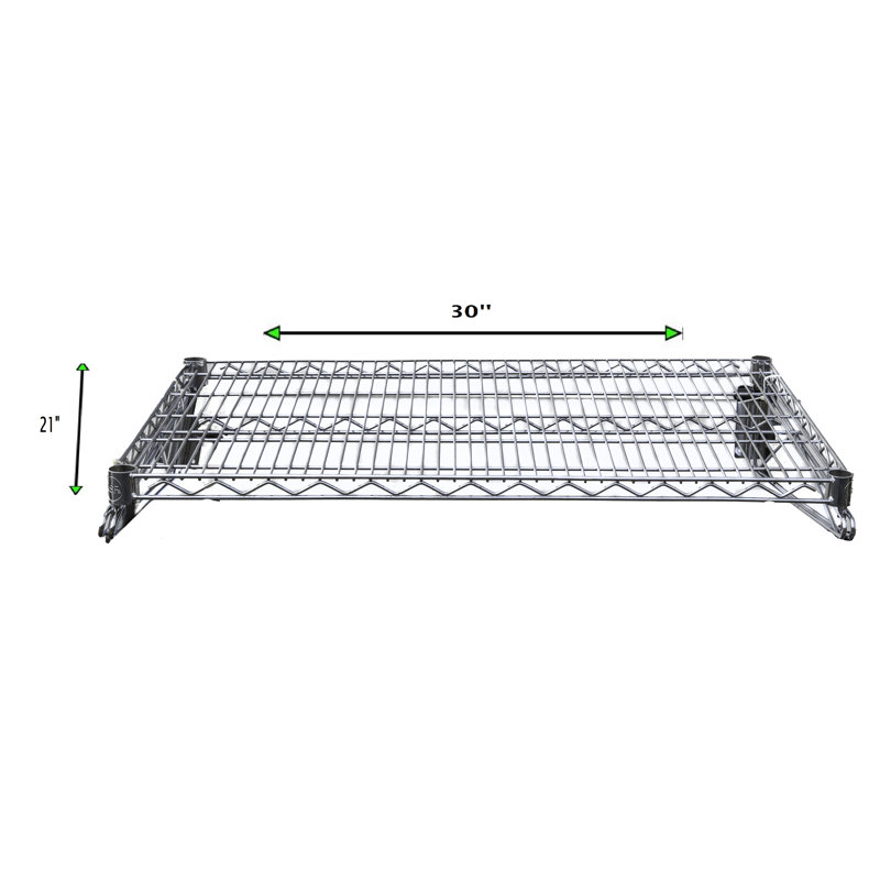 Tablette de rangement murale robuste en fil de chrome H 21 po x l 30 po x P 30 po Express KitchQuip pour usage commercial