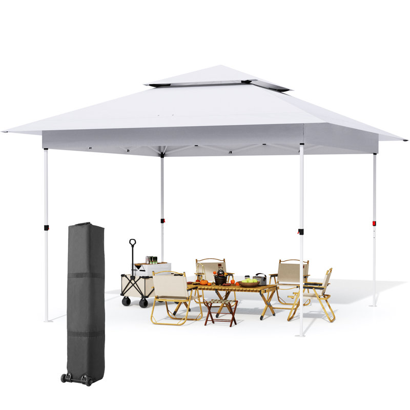 Easy Set-Up Canopy Tent, Instant Outdoor Straight Leg Canopy W/Auto Extending Eaves, One Person Folding Commercial Shelter W/Upgraded Wheeled Bag, Sun Shade