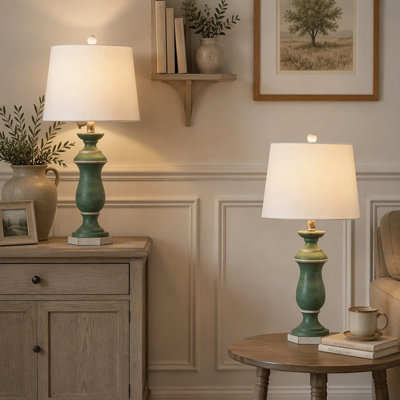 Lampe de table traditionnelle en résine de 27 pouces avec variateur à 3 niveaux, ensemble de 2 (ampoules non comprises)