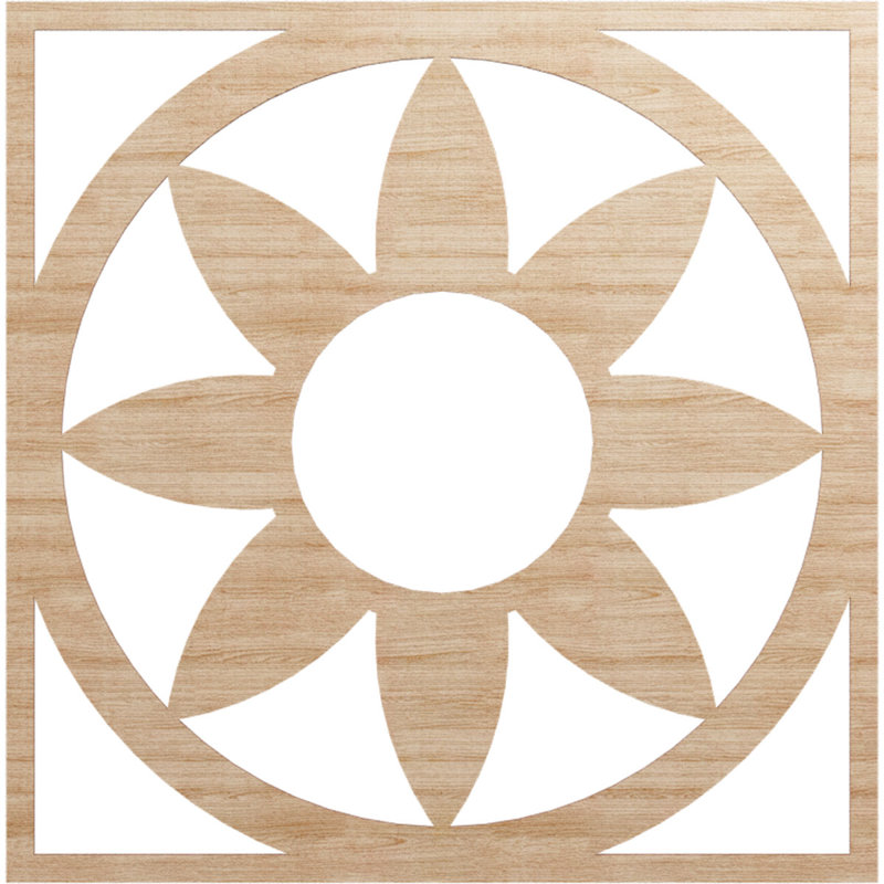 Médaillon de plafond en bois Blume, Aulne, H 38 po x l 38 po x P 0,38 po