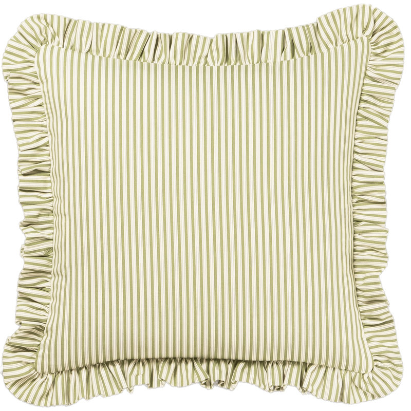 Birch Lane Polo Stripe Ruffled Accent Pillow, Green, Feather