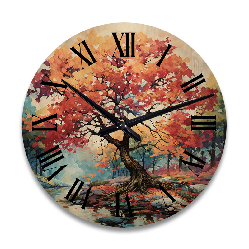Horloge murale en bois massif Rollinghill, Grand