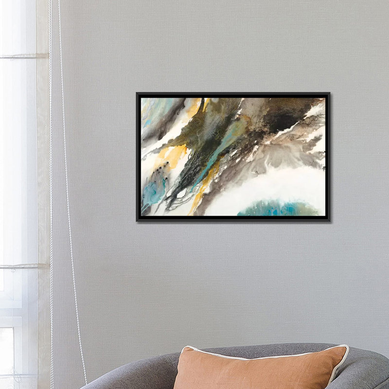 « liquid mercure », impression sur toile, H 18 po x l 26 po x P 1,5 po, Toile avec cadre noir, Pas de tapis
