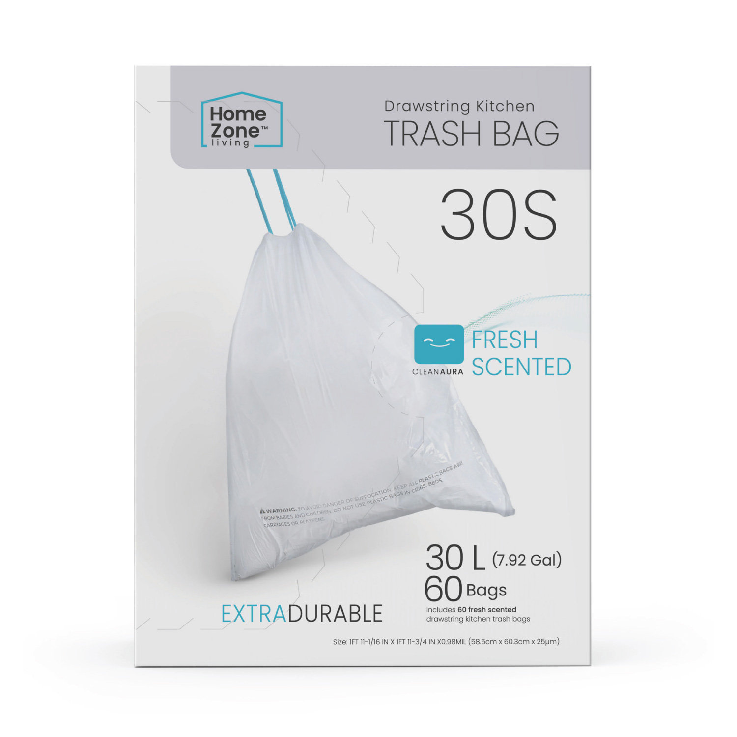 Handi 30 Gallons Resin Trash Bags - 60 Count