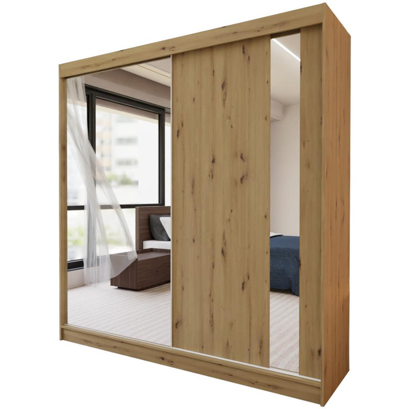 Deeric 2 Door Sliding Wardrobe, Natural