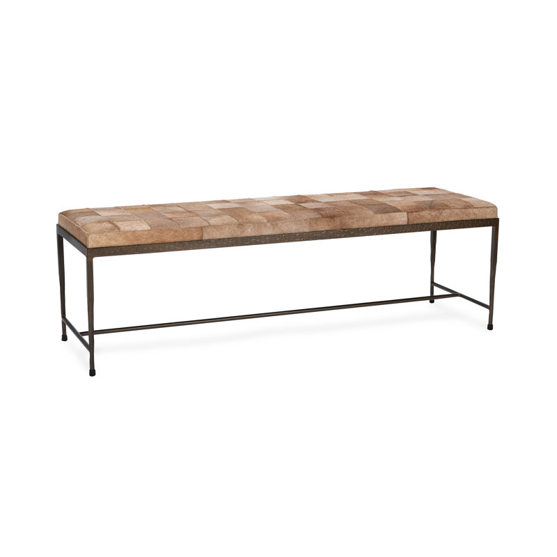 Achen Genuine Hide Bench, Blonde, 18.5" H x 60" W x 18" D