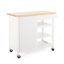 Îlot de cuisine avec plateau en bois massif, chariots mobiles d'une largeur de 41 po avec armoire de rangement, table de cuisine roulante avec porte-épices, porte-serviettes et tiroir, îlots sur roulettes portables-940286836