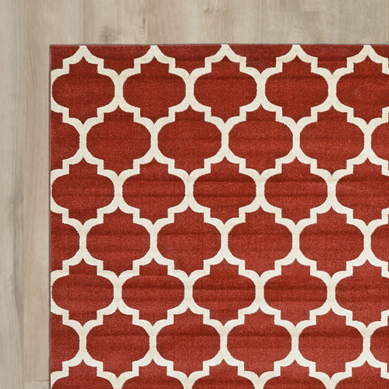 Tapis rouge tissé à la machine Molly, Rectangle 13 pi 1 po x 18 pi 1 po