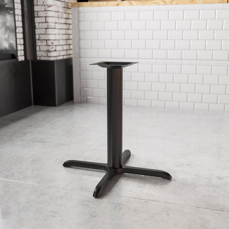 Table de restaurant Beverly avec base en X et colonne de 3 po de hauteur, 33 po x 33 po, Noir