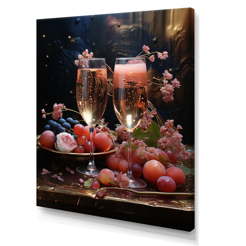 Impression sur toile rose champagne champagne I, H 32 po x l 16 po x P 1 po, Toile tendue