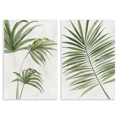 Ensemble de 2 plaques murales Breezy Tropical Palms, design par Hannah Dawson