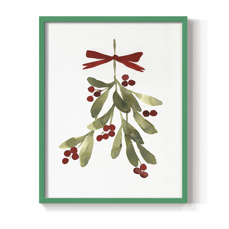 " Mistletoe Bow I ", 15" H x 12" W, Green