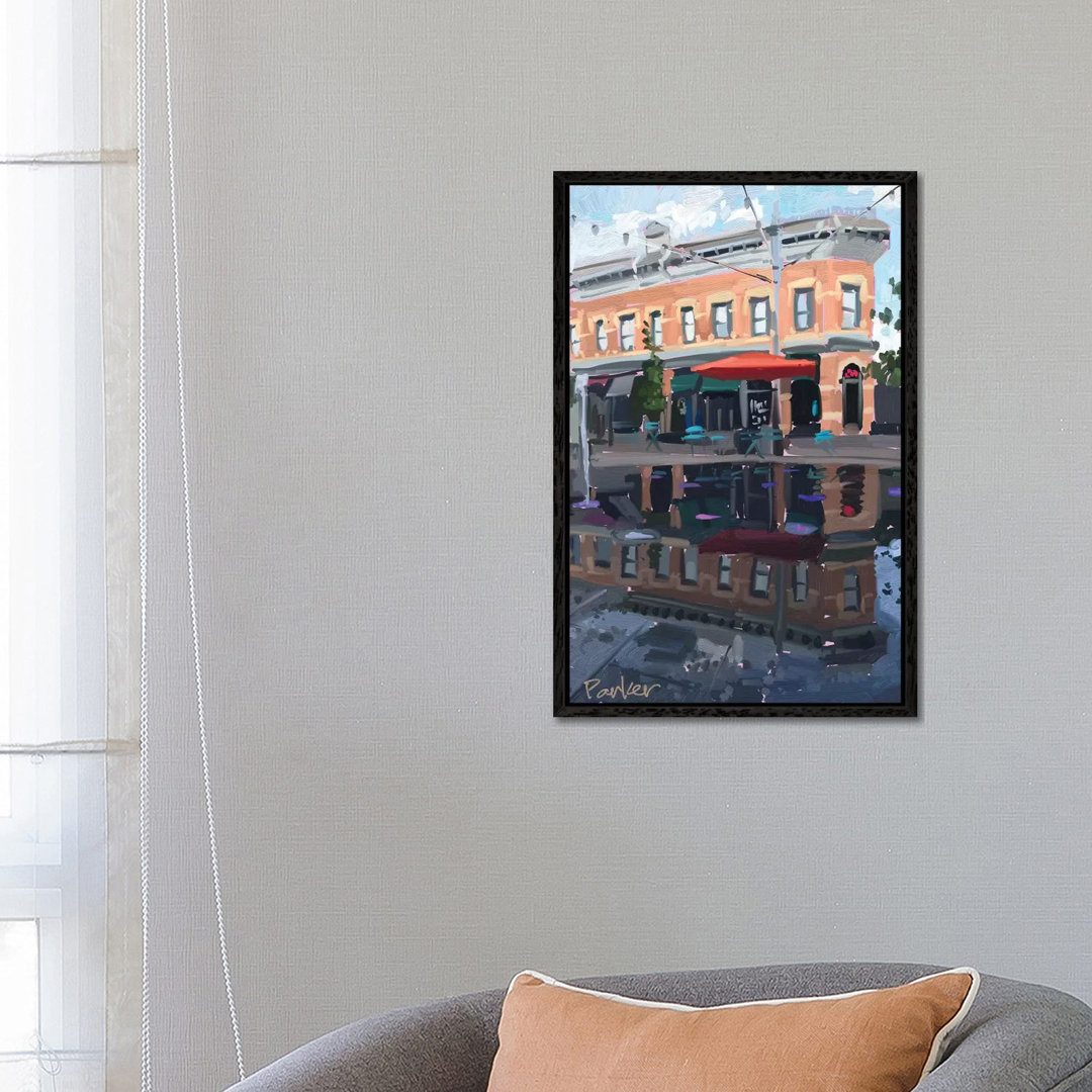 Downtown Fort Collins von Teddi Parker - Galerie-verpackte Leinwand Giclée auf Leinwand