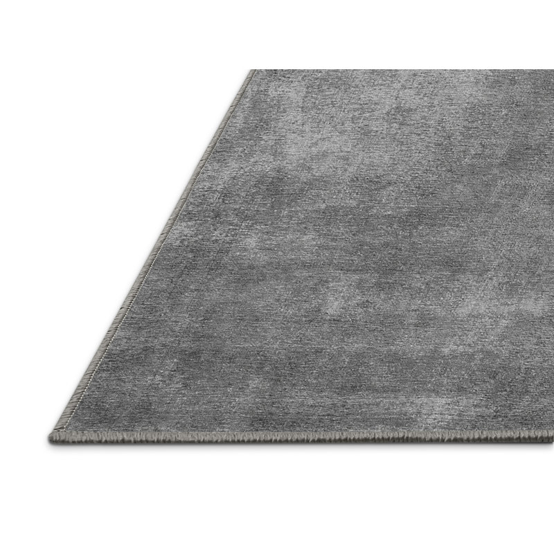 Tapis gris / polyester tissé à la machine 2 pi x 3 pi Gascony, Rectangle 2 pi x 3 pi