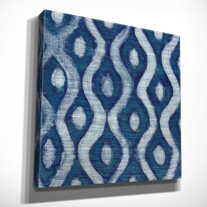«Shibori Blue IV», reproduction de peinture à l'huile sur toile tendue, H 40 po x l 40 po x P 1,5 po