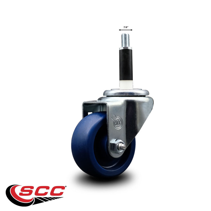 3 Inch Solid Poly Wheel Swivel 7/8 Inch Expanding Stem Caster SCC