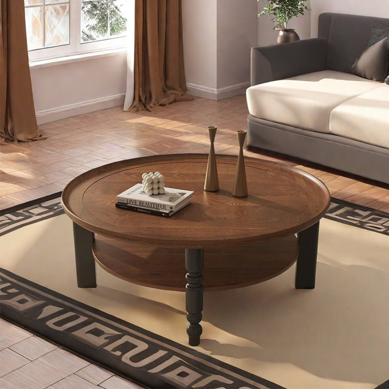 Table basse ronde de style français, H 16,5 po x L 39,4 po x l 39,4 po